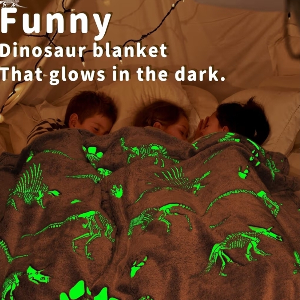 Gray Dinosaur Skeleton Blanket - Picture 4 of 9